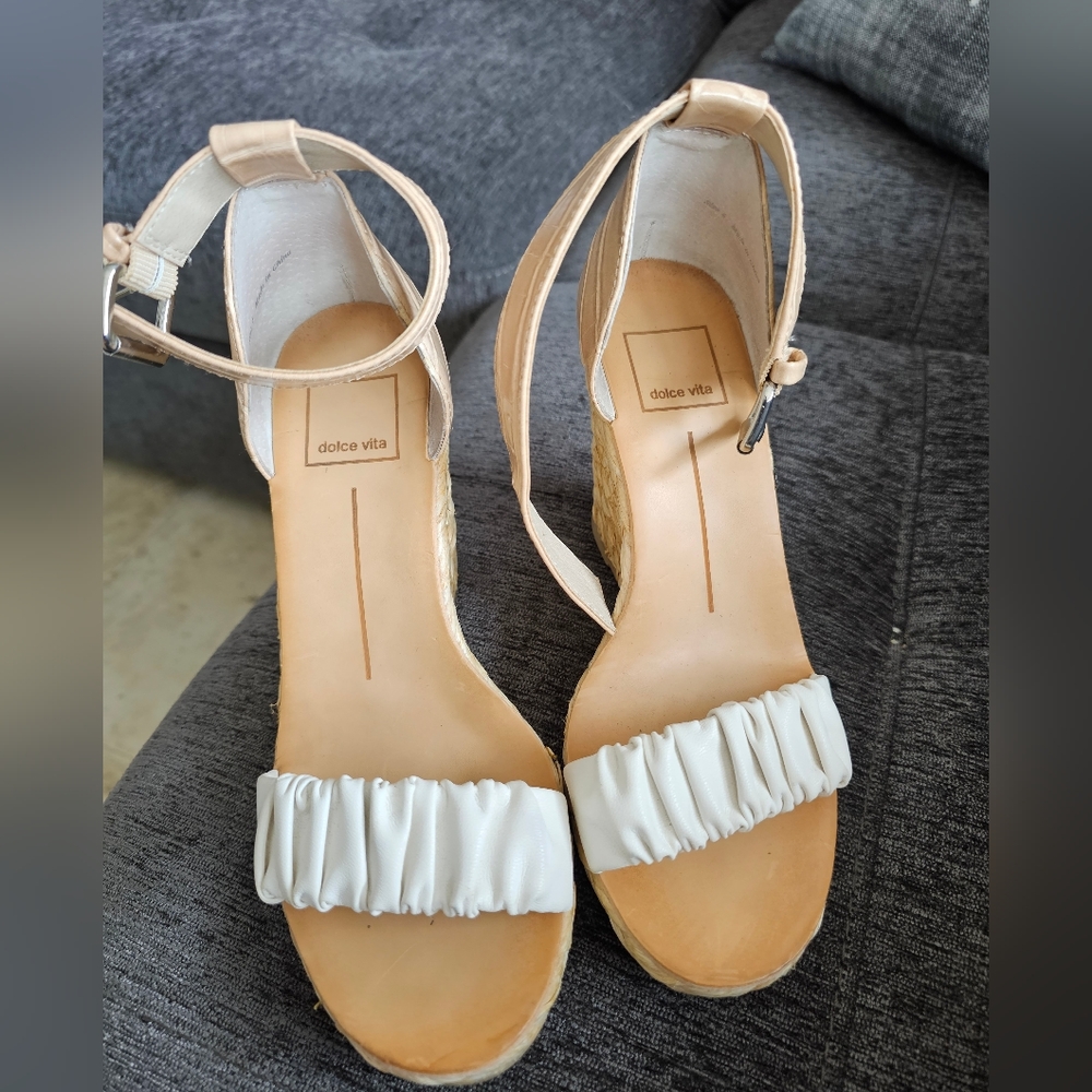 DOLCE VITA Neko Ruched Espadrille white Wedge size 6